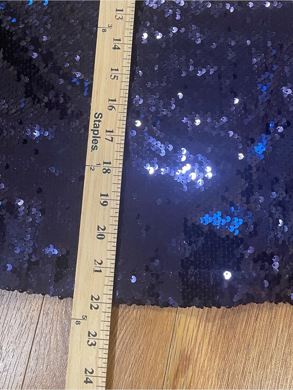 New Look Navy Blue Sequined Top, Size L, boxy, roomy silhouette, dressy, stretch - Picture 9 of 12